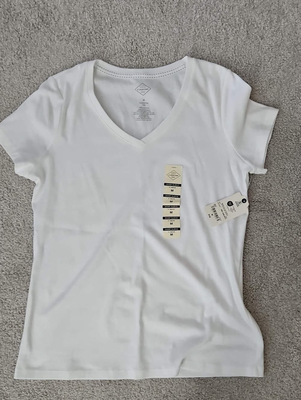 St. John's Bay White V-Neck Short Sleeve Tee